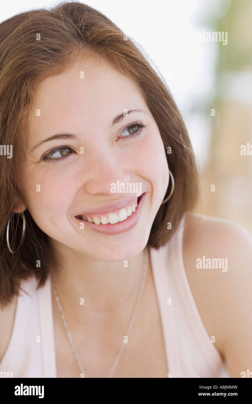 Close up of woman smiling Stock Photo - Alamy