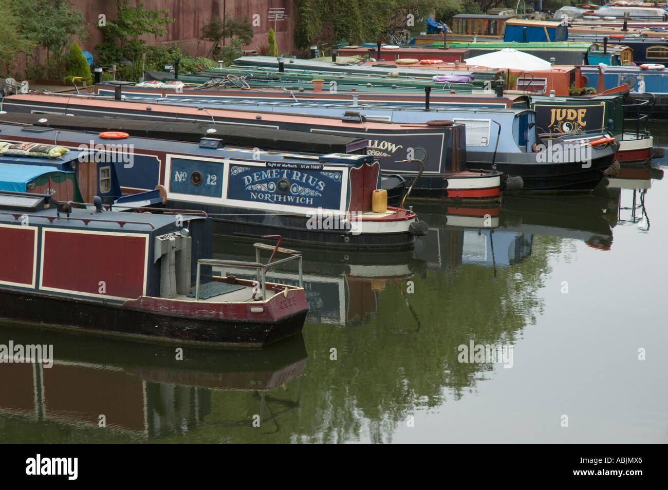 Canal boats on the Regent's Canal London UK Stock Photo Alamy