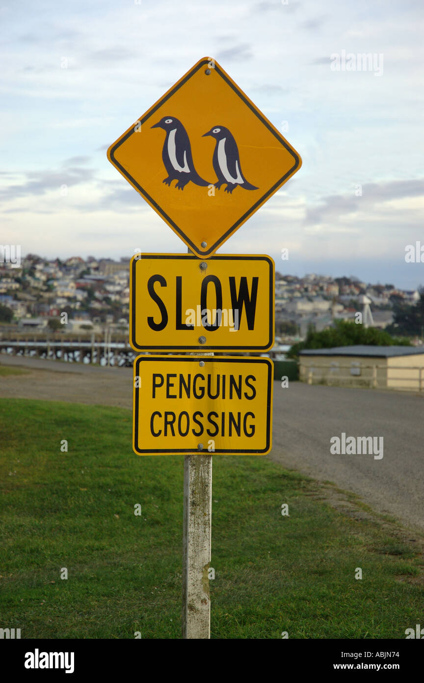 Penguin Road Crossing Sign Stock Photos &amp; Penguin Road Crossing Sign ...