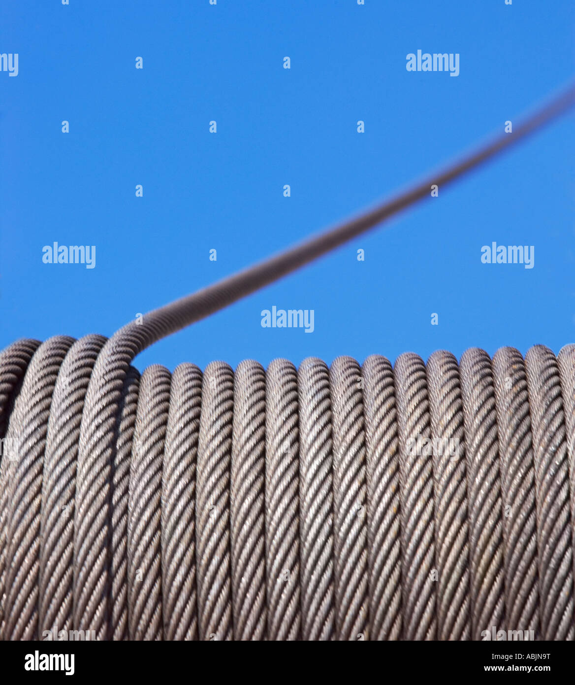 Close up of cable on winch Stock Photo