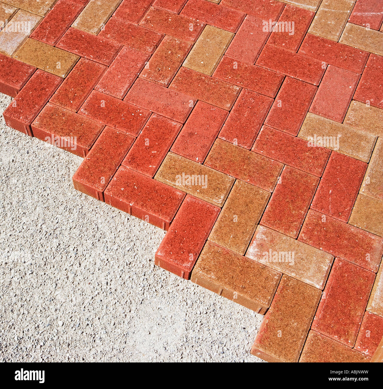 Edge of new brick patio Stock Photo Alamy