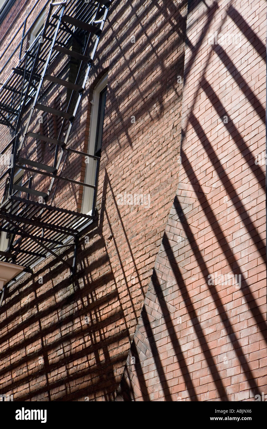 Abstract shadows pattern from a fire escape Stock Photo