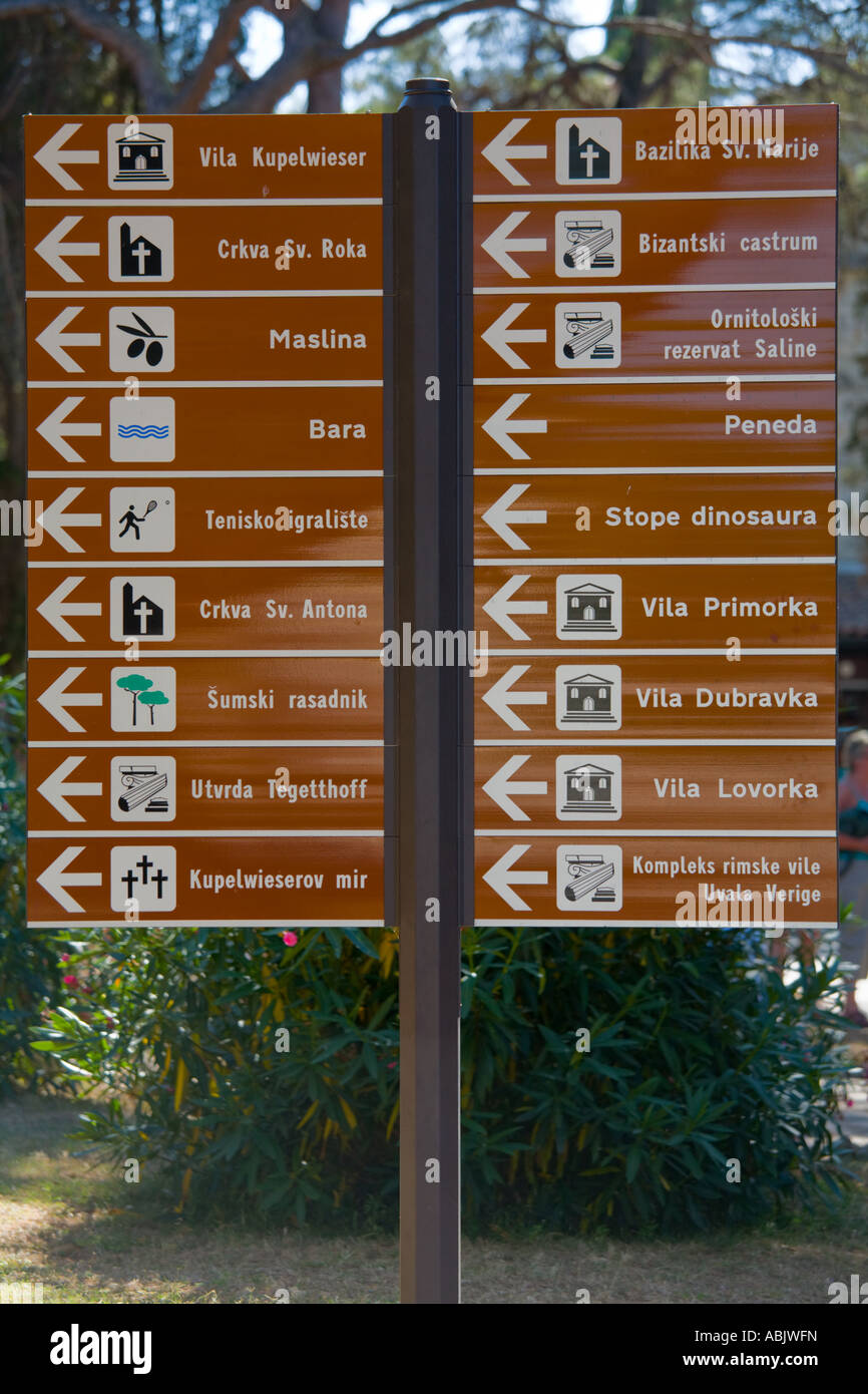 Brijuni, places of interest directions table Stock Photo