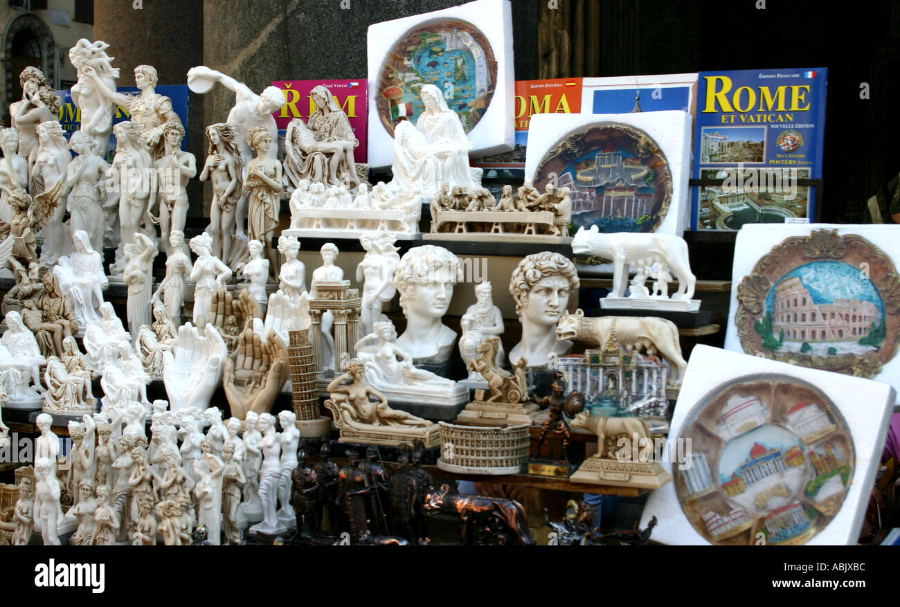 Tourist stand and souvenirs Rome Italy Stock Photo