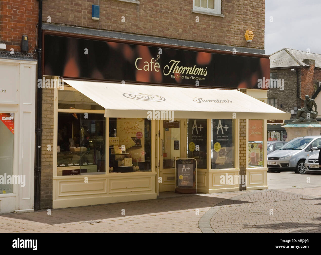 A Café Thorntons in Cornhill area of Bury St Edmunds, Suffolk, UK Stock