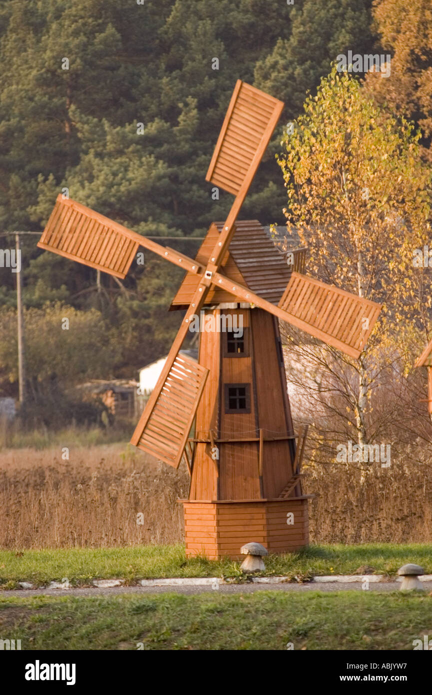Wooden windmill for sale on Warsaw Berlin road Stock Photo Alamy