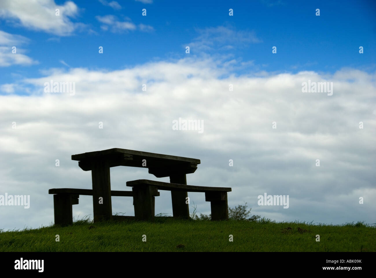 Wooden Picnic Table and Benches Stock Photo - Alamy