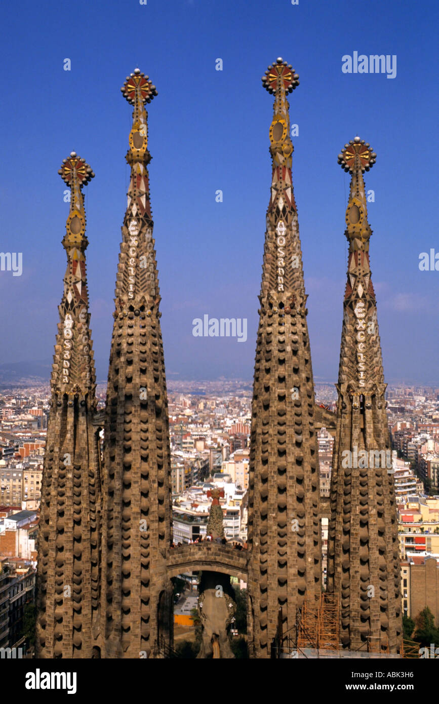 The Towers Of The Sagrada Familia Cathedral Barcelona Spain Stock 