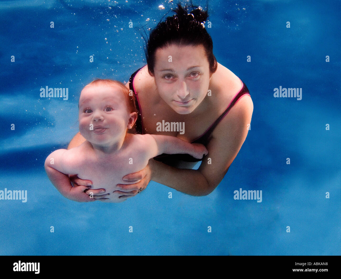 mother and baby swimming