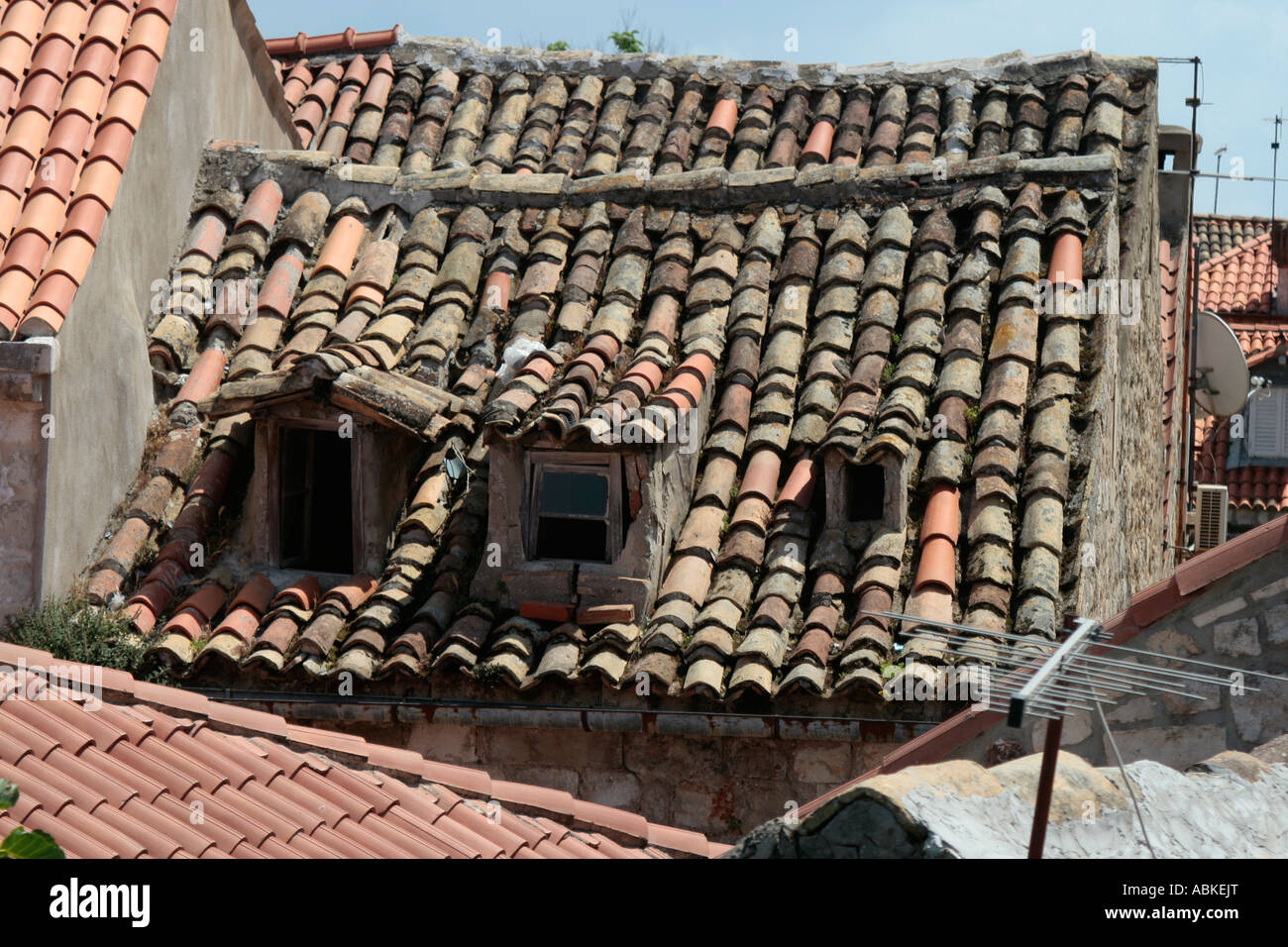 Old terracotta roof  in Dubrovnic, Croatia Stock Photo