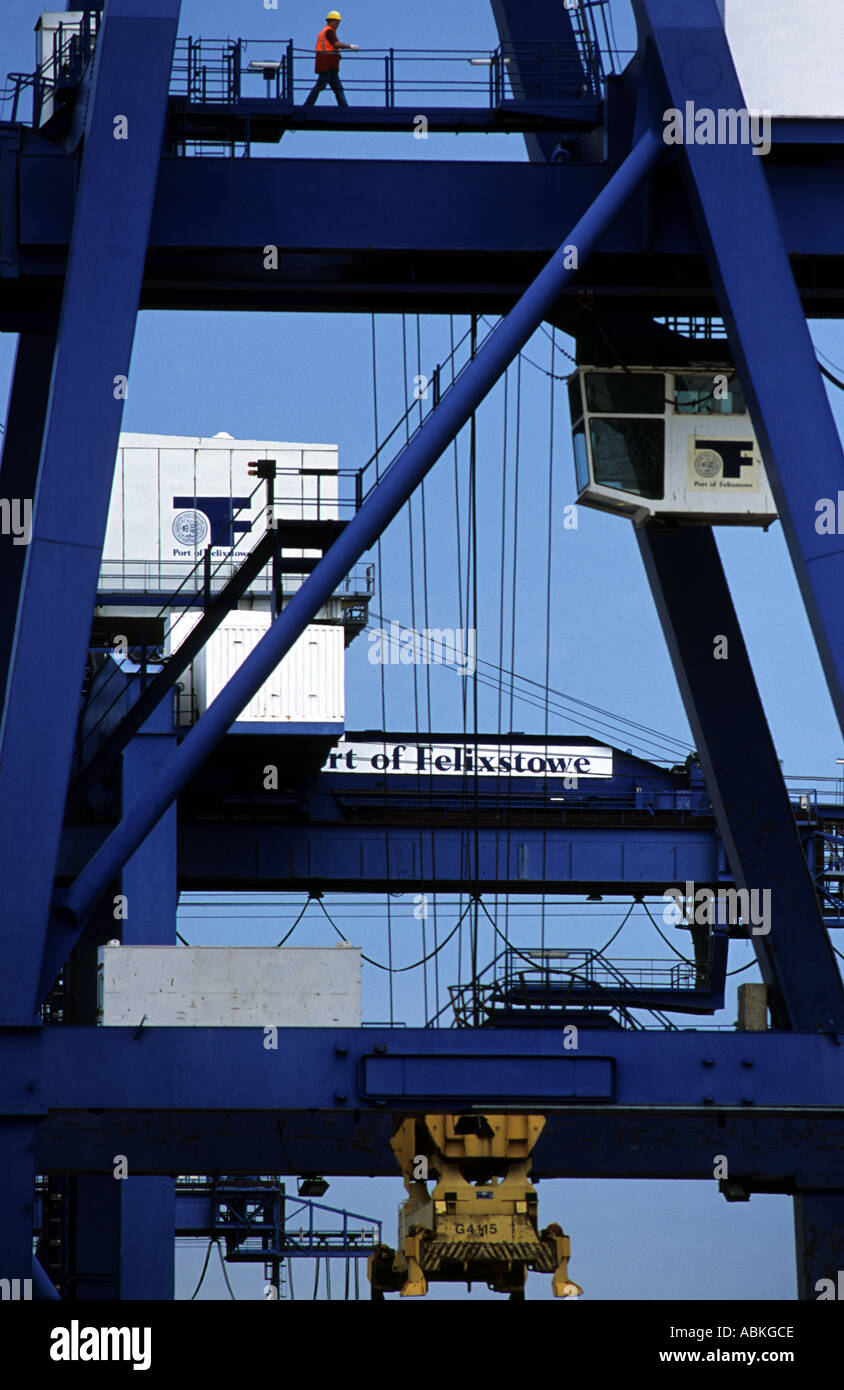 Shipto shore gantry crane at the port of Felixstowe, Suffolk, UK Stock
