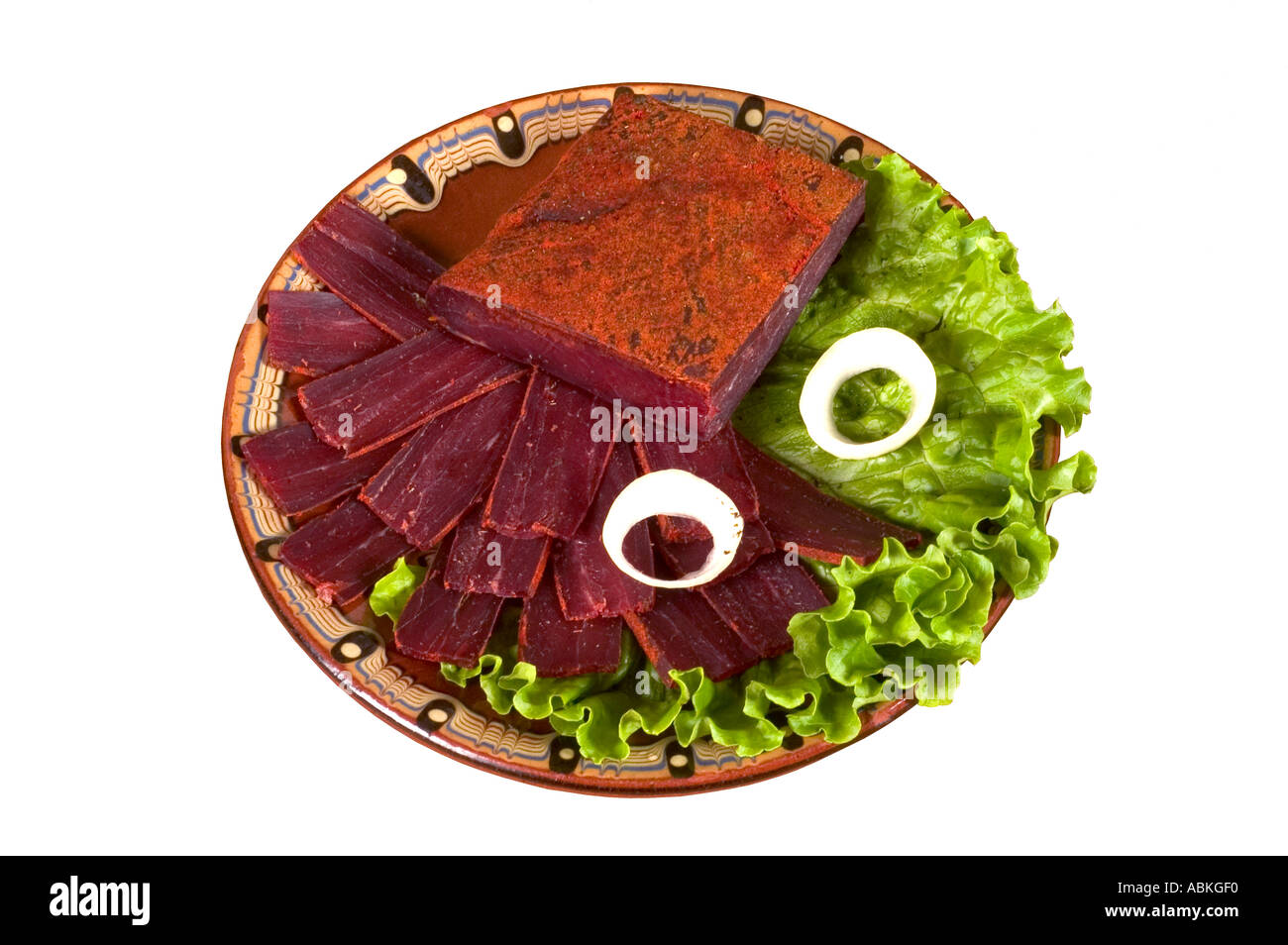 ham smoked ready cooked dish plate meat slices of ham food diet nutrition eat edible dish calories pork traditional plate food m Stock Photo