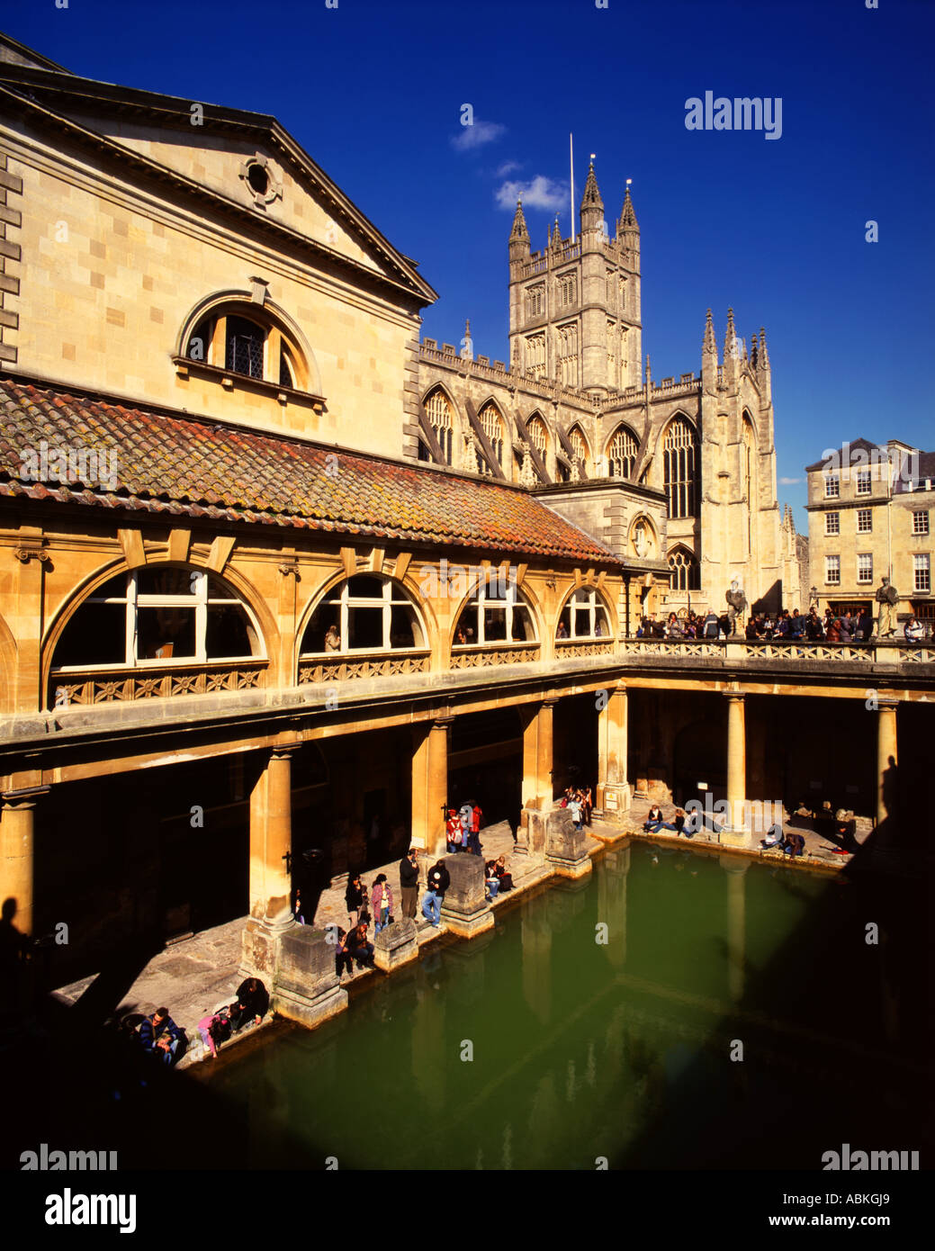 Roman baths and Abbey Bath UK Stock Photo - Alamy