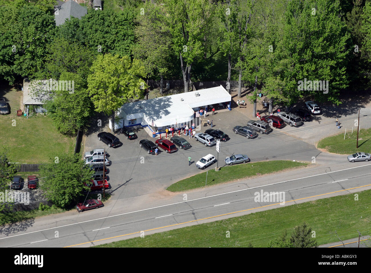 Aerial view of Polar Cub Ice Cream, a New Jersey landmark, located in