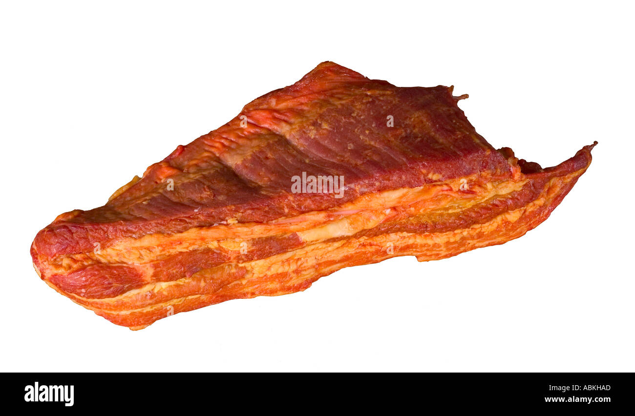 dollop bacon close up of a piece of ham pork traditional food meat eat cooking industry and bad for you banger bangers barbecue Stock Photo