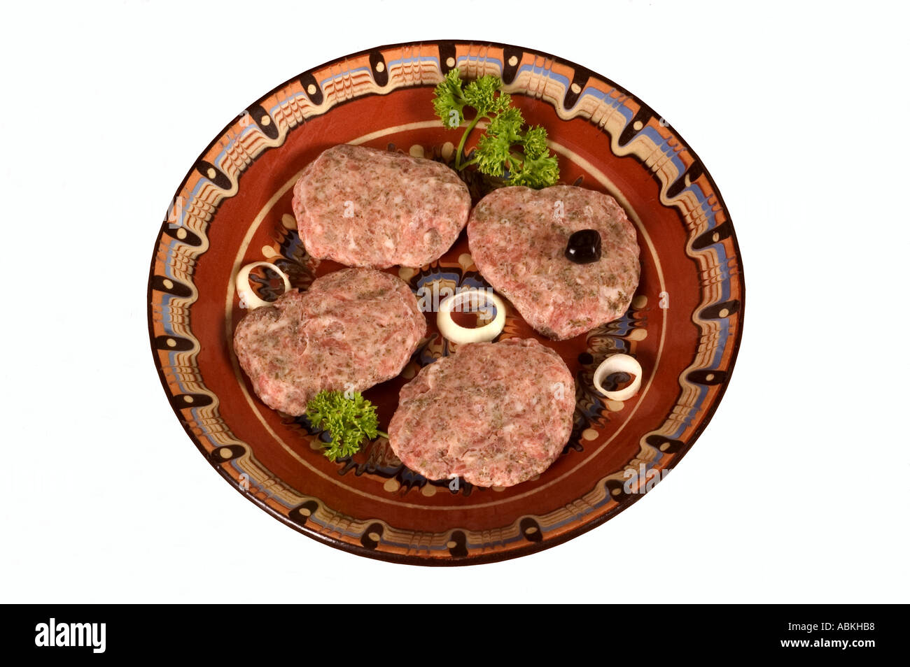 minced mean mince forcemeat raw pork traditional plate food meat eat cooking industry and bad for you banger bangers barbecue ba Stock Photo