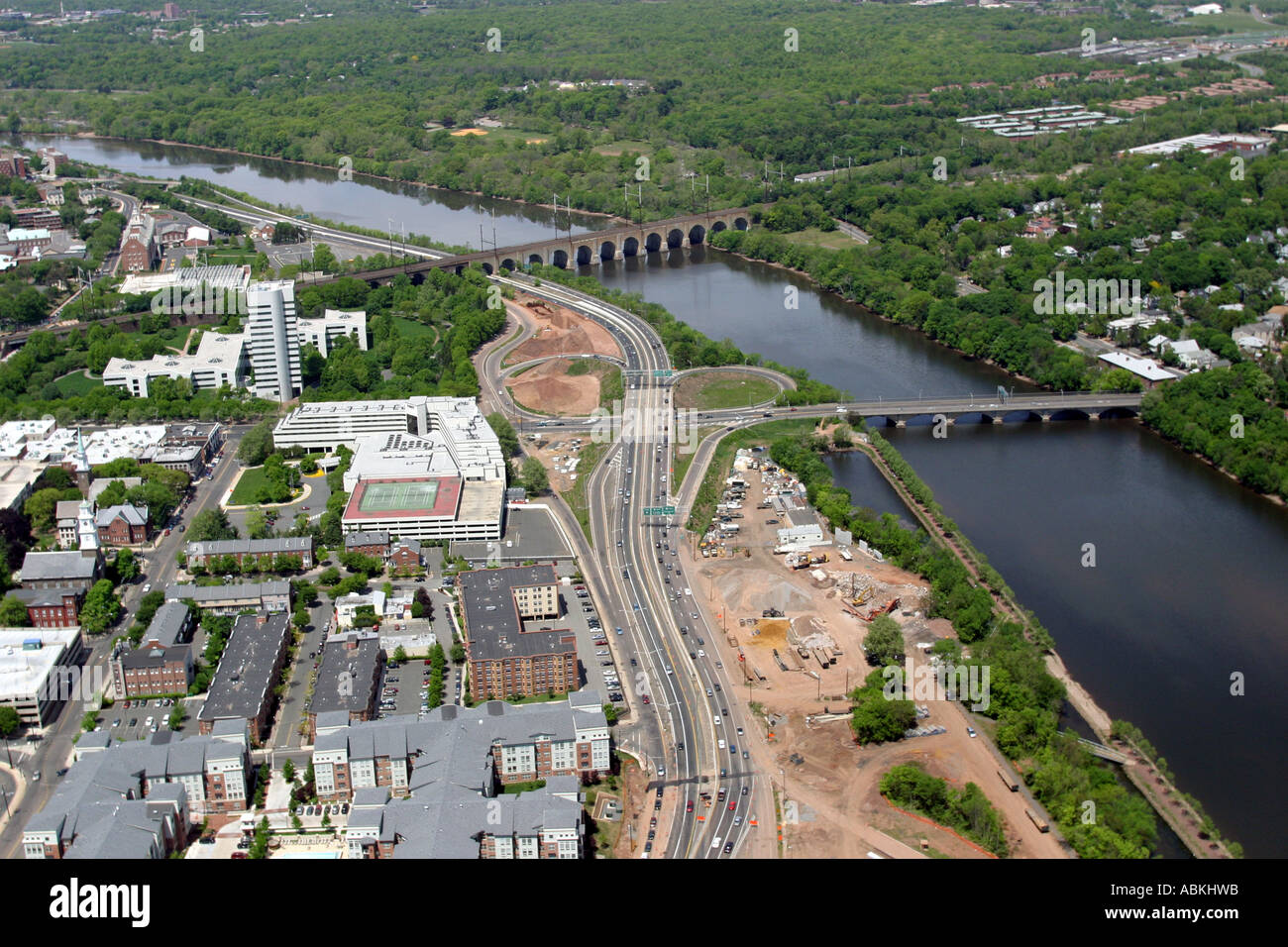 Aerial view of Raritan River and City of New Brunswick, New Jersey Stock Photo 7381082 Alamy