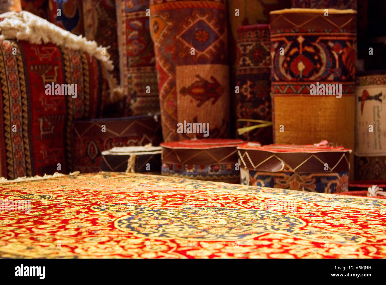 Arabian Carpet Shop Dubai Persian Rug Detail Foreground Stock Photo Alamy