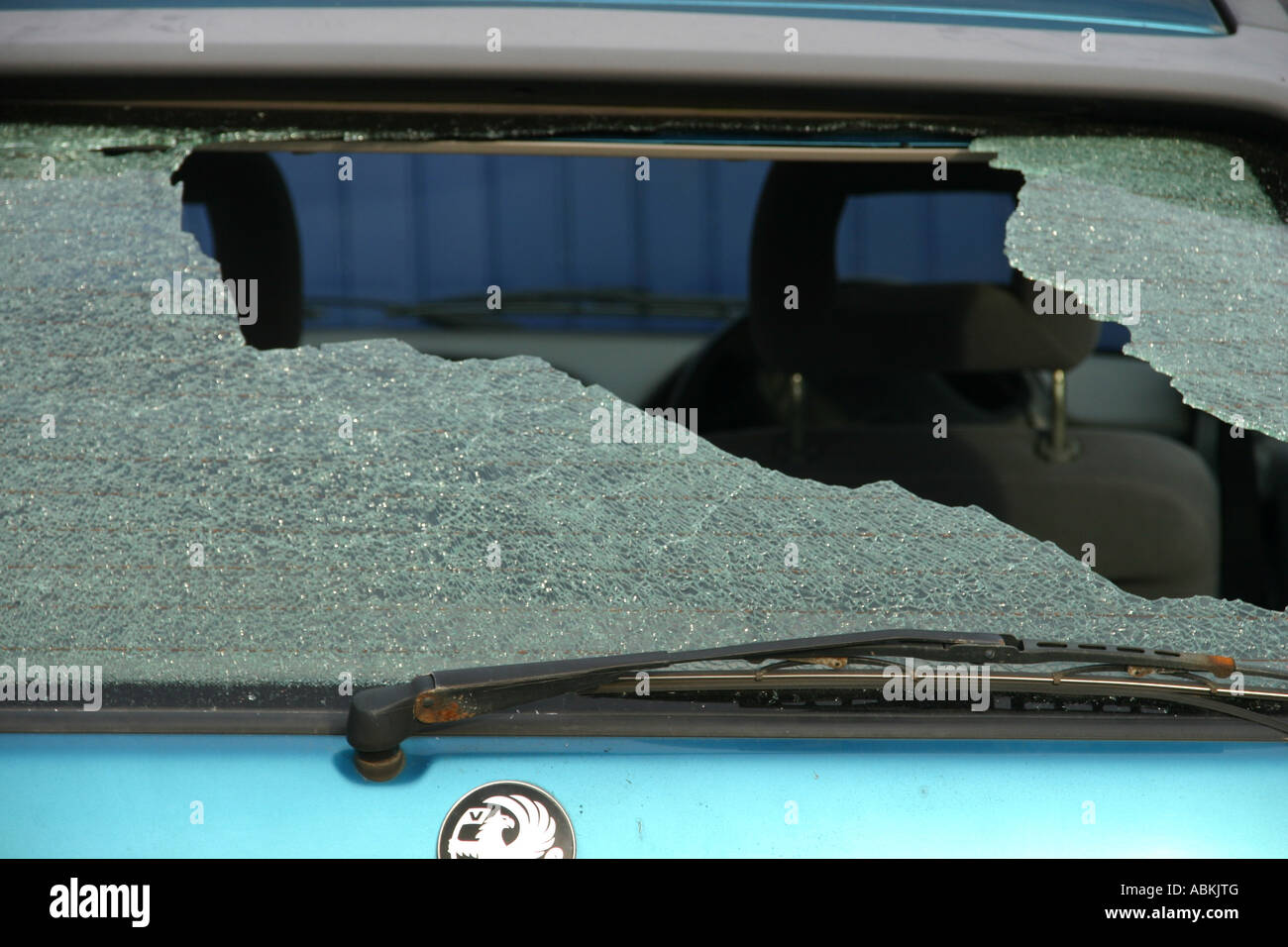 Car with broken rear windscreen Stock Photo Alamy