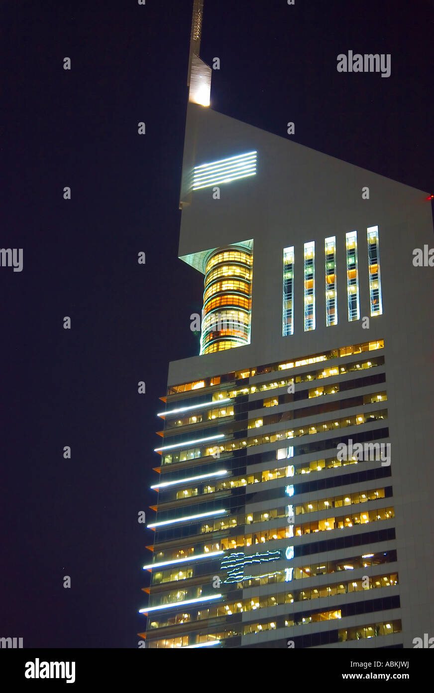Dubai Emirates Towers Portrait Detail Stock Photo - Alamy