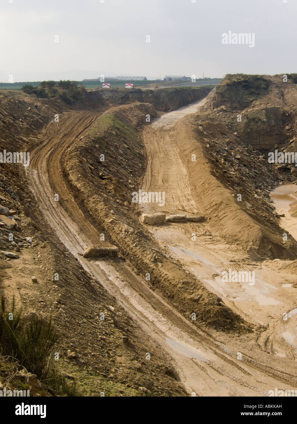 Crossland Moor quarry Huddersfield West Yorkshire blocked roads Stock