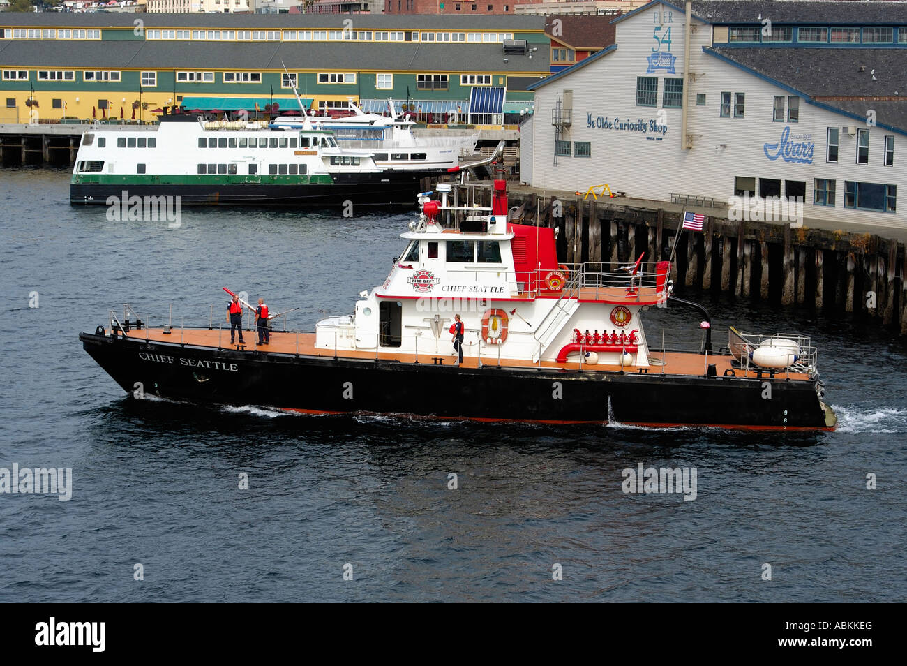 Fireboat Chief Seattle Elliott Bay Seattle Washington USA Stock Photo