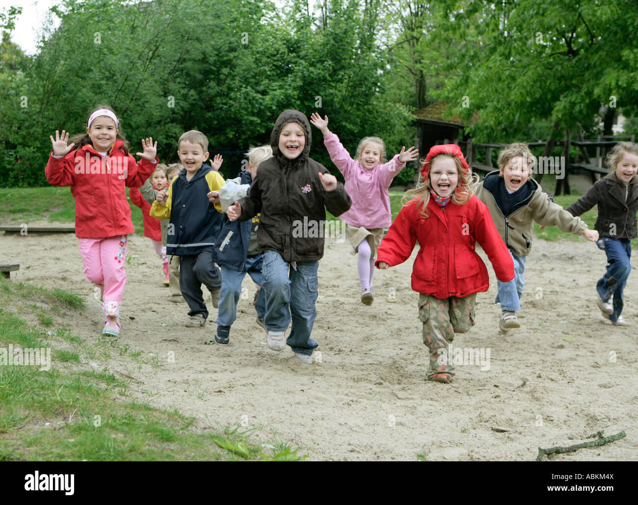 Raging children in a nursery school Stock Photo