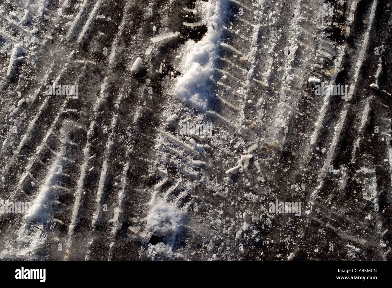 car tyre tracks in ice and snow 2007 Stock Photo - Alamy