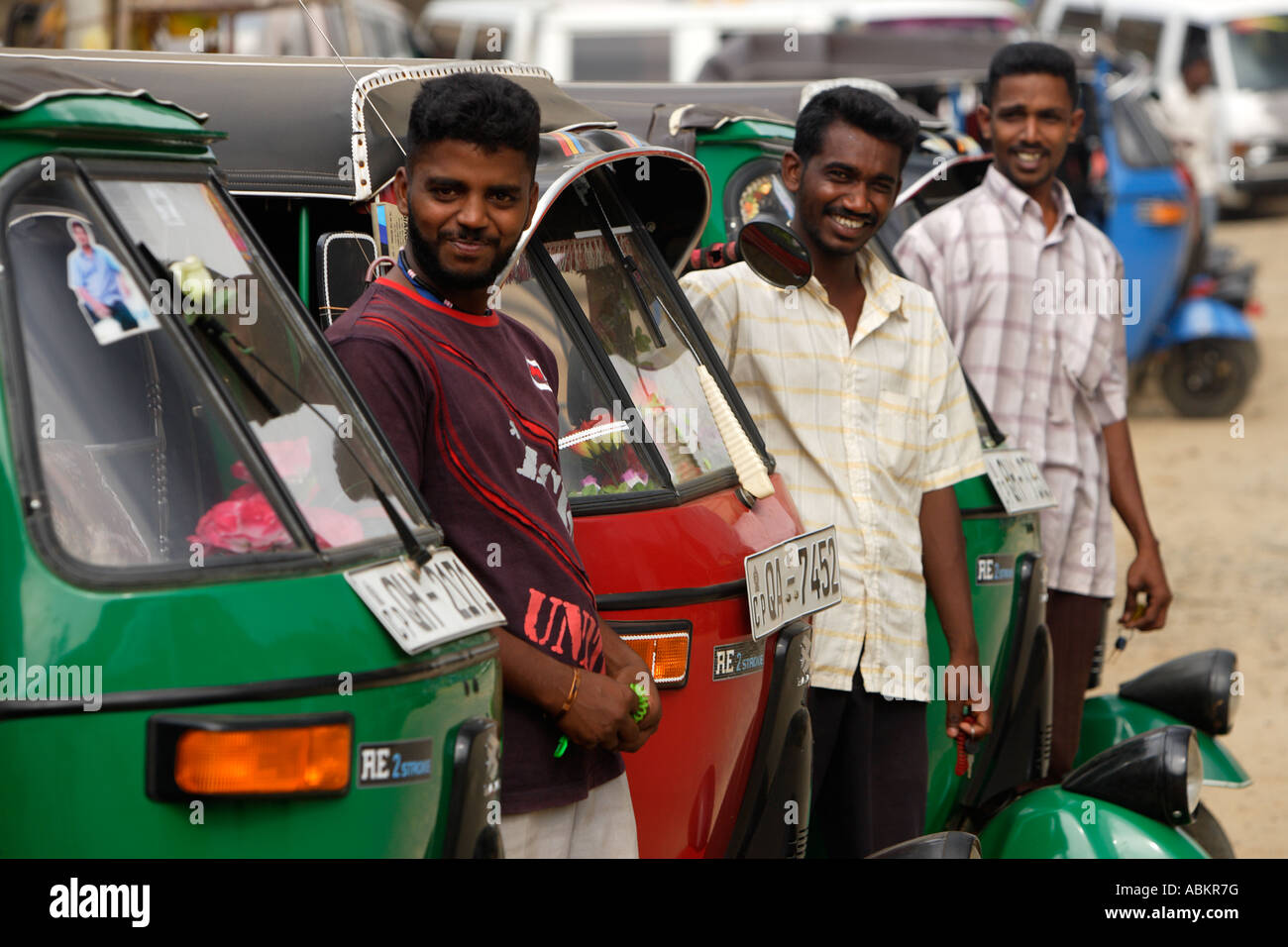 Tuc tuc drivers near Hatton Central Province Sri Lanka Asia Stock Photo