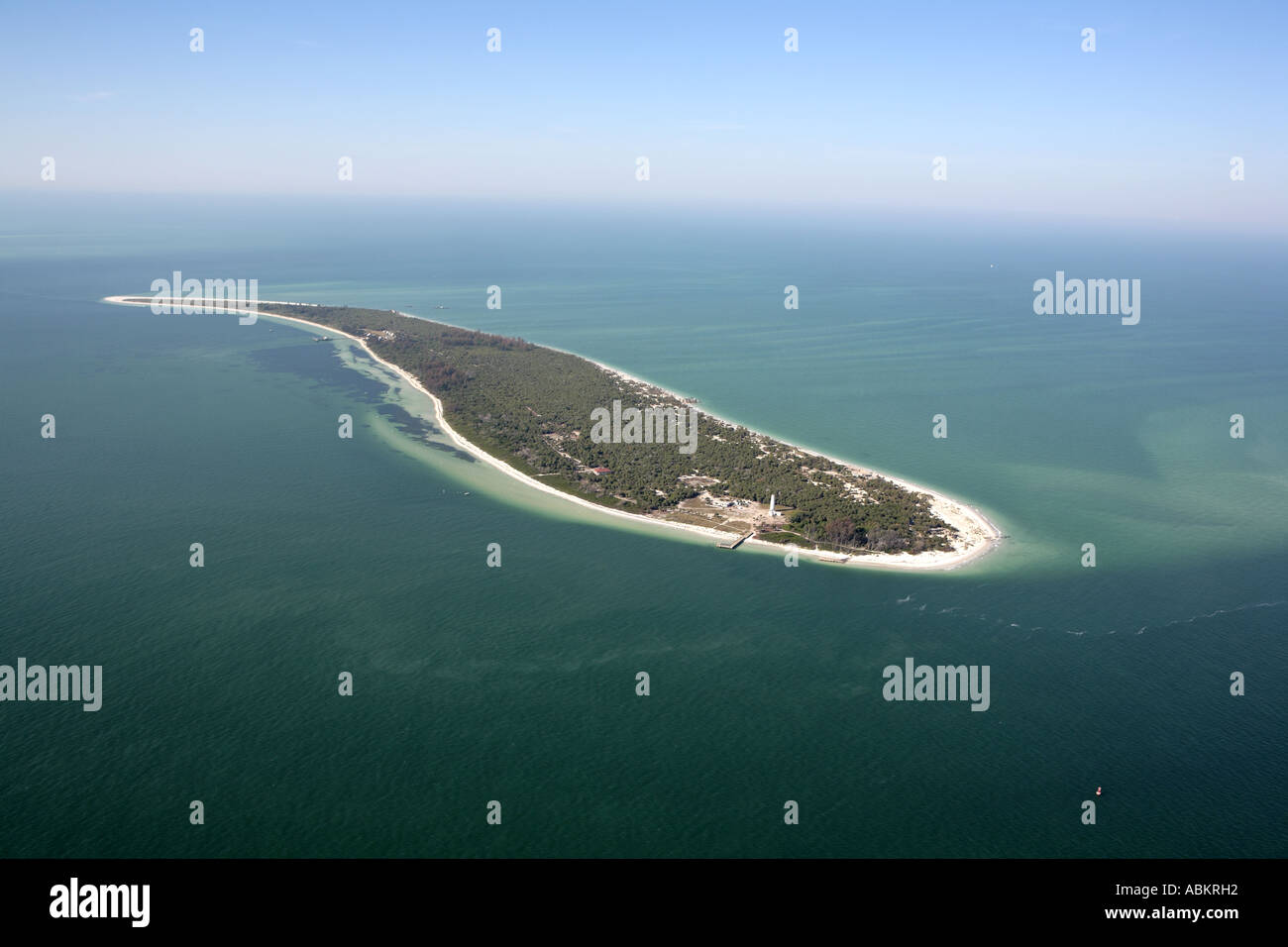 Aerial photo of Egmont Key remote tropical island Gulf of Mexico Tampa Bay Southwest Channel west coast of Florida Stock Photo