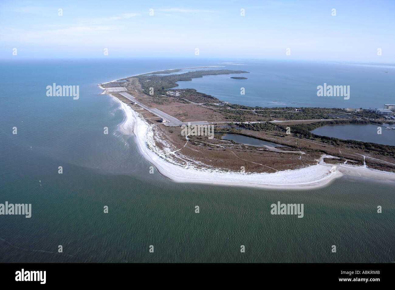 Aerial photo of Honeymoon Island and Hurricane Pass near Palm Harbor