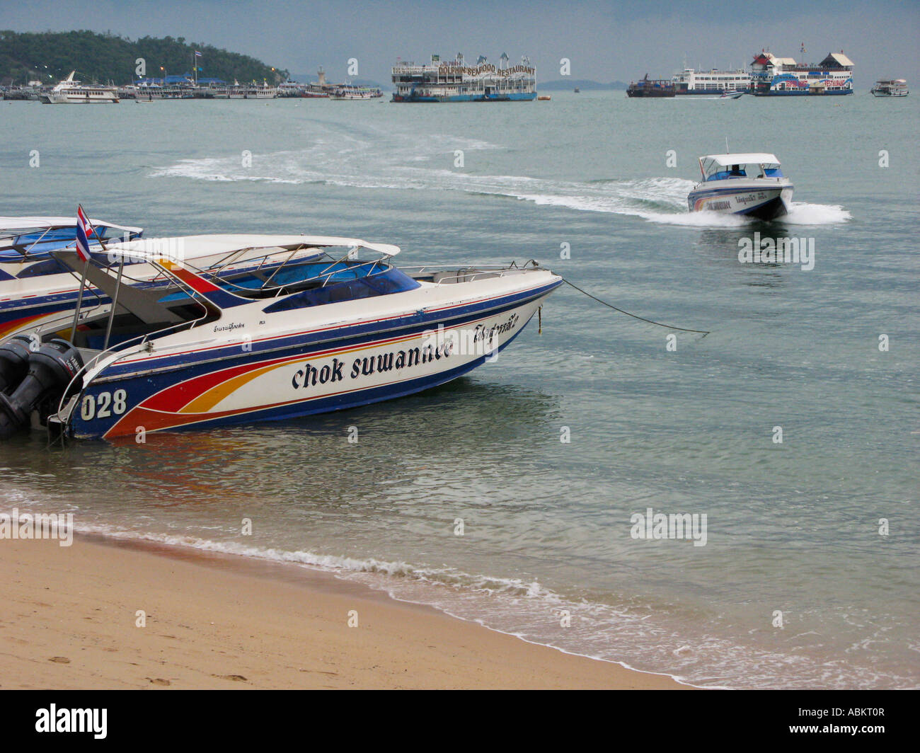 Speedboats in Pattaya Thailand Stock Photo