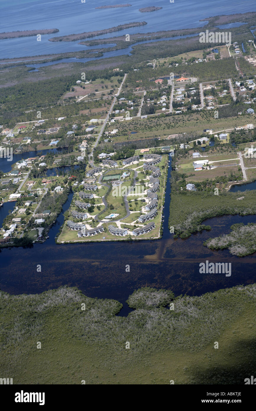 Aerial photo of housing development at Pine Island Florida Stock Photo