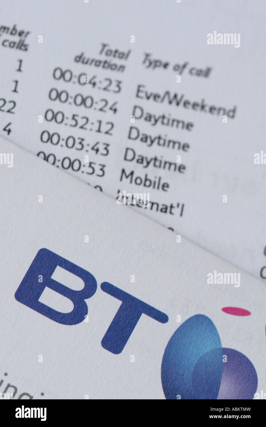 Phone bill bt hi-res stock photography and images - Alamy