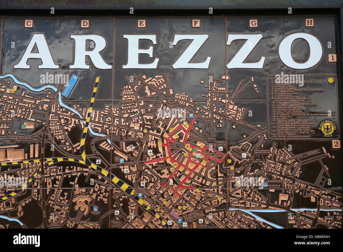 The town map of Arezzo in Tuscany, Italy Stock Photo Alamy