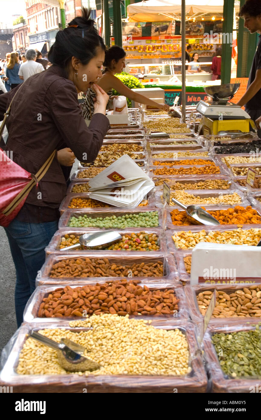 Nuts and seeds at Borough Organic Market England Britain UK Europe