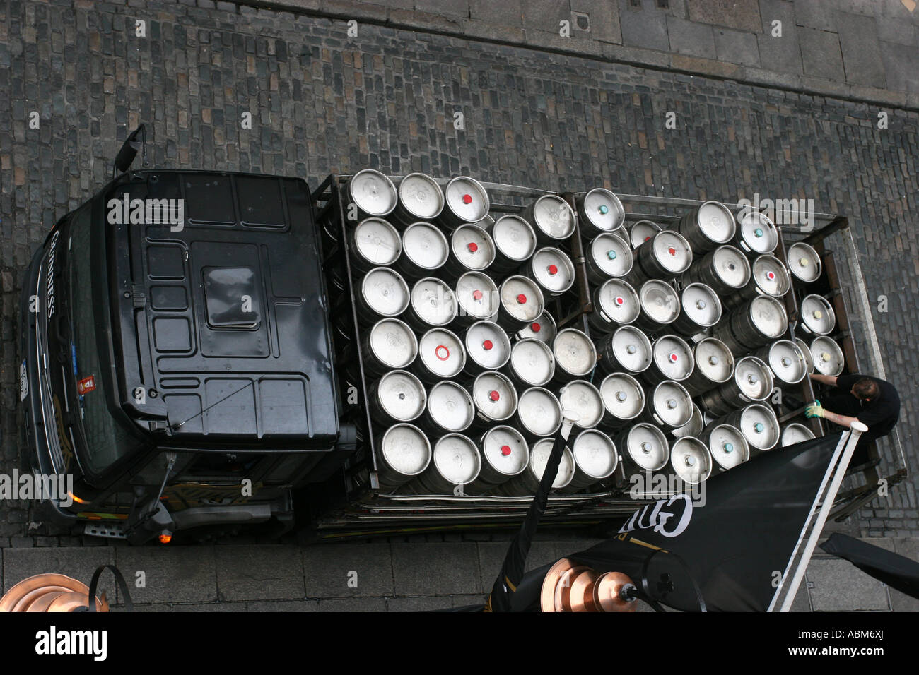 Guinness beer kegs delivery at Temple Bar, Dublin Stock Photo Alamy