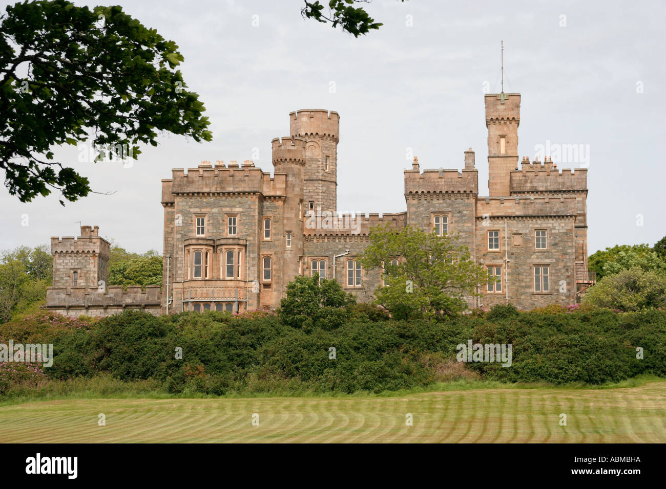Lews Castle is a Victorian era castle located west of the town of Stornoway Isle of Lewis Stock Photo
