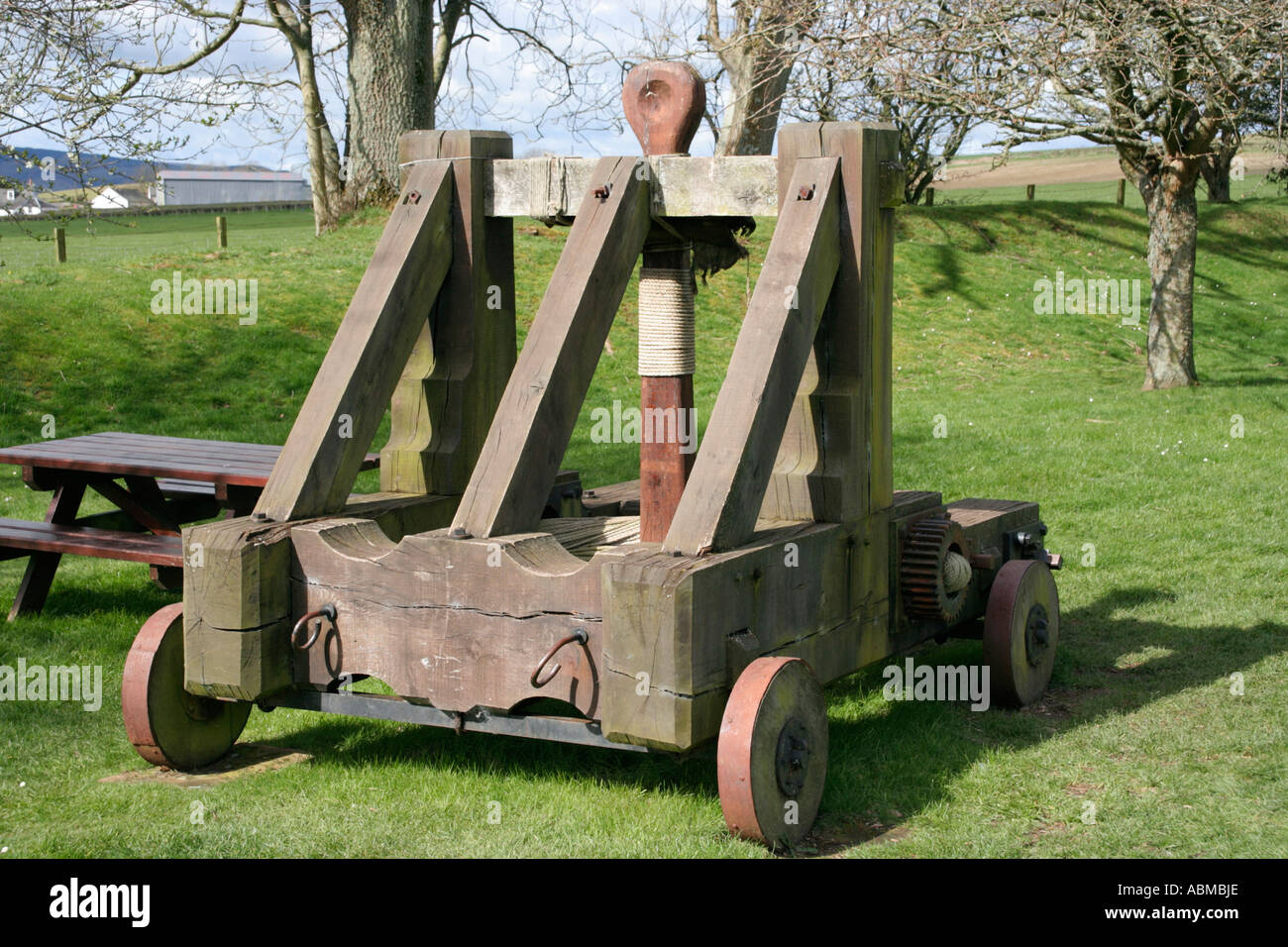 medieval catapult siege engine replica Stock Photo