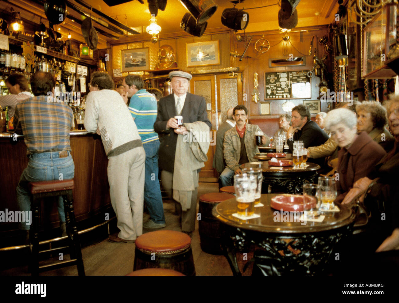 Early evening in the Olde Ship Hotel, Seahouses, Northumberland, UK. 1980s. Stock Photo