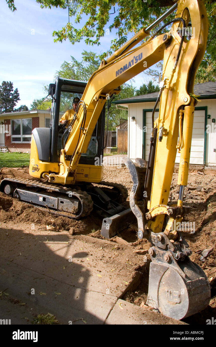 Track mounted backhoe on a construction project in Boise Idaho Stock Photo