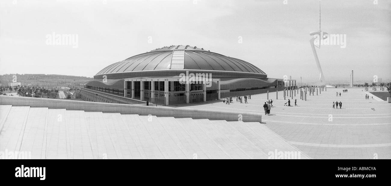 St Jordi Sports Pavilion, Montjuic Hill, Barcelona, Spain.  Architects; Arata Isozaki & Associates. Stock Photo