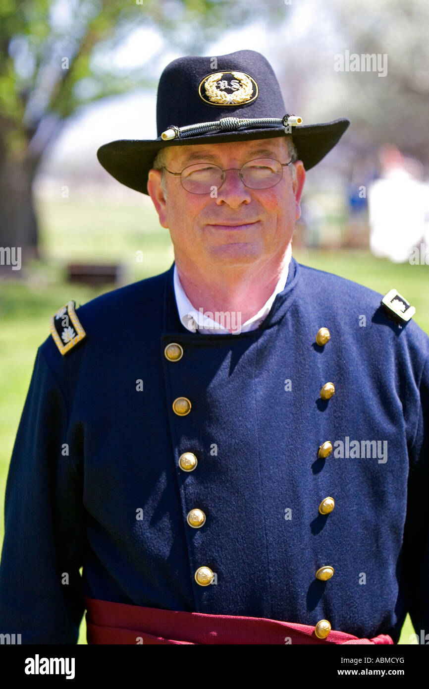 Man in major officer uniform at a Civil war reenactment near Boise
