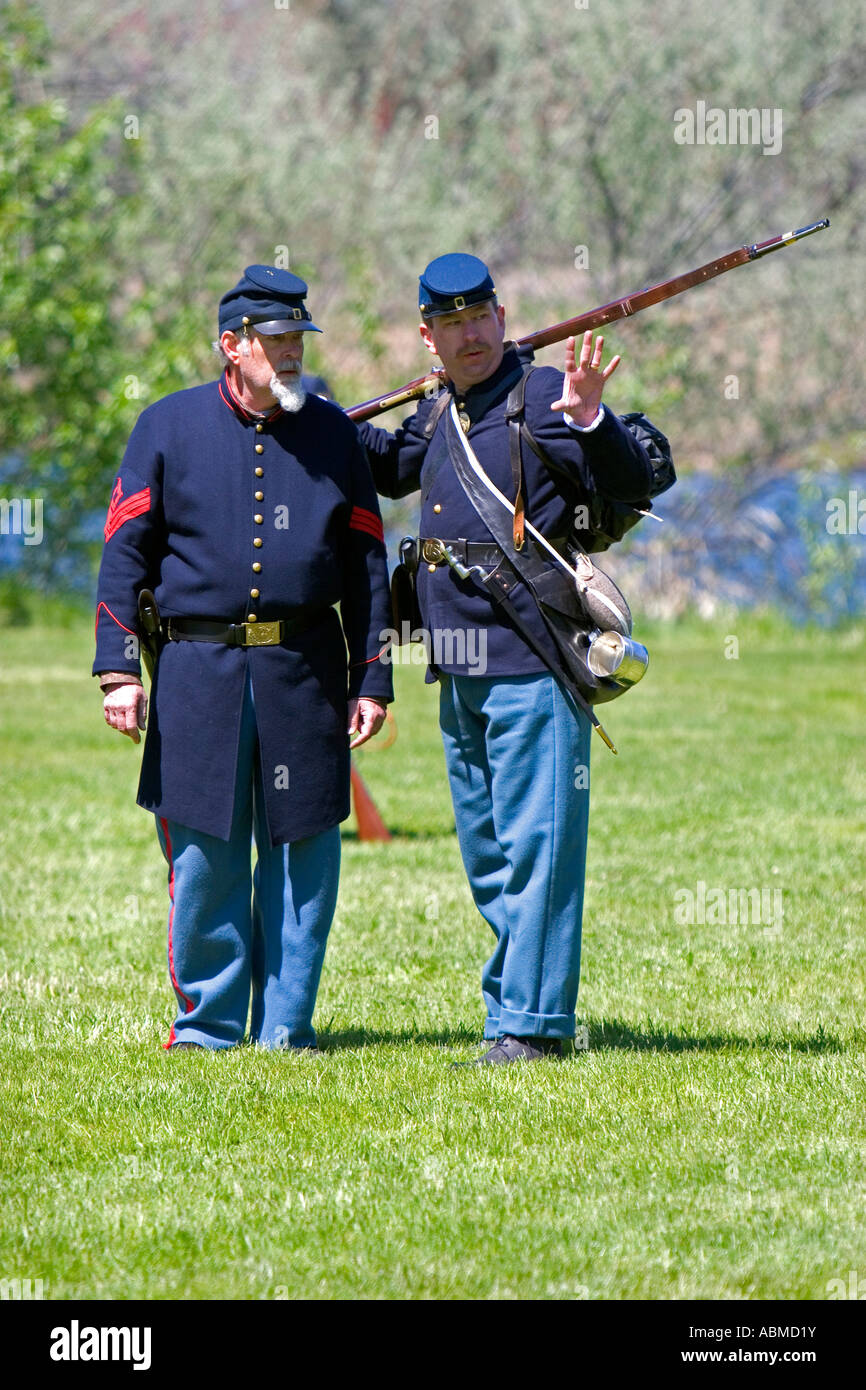 Union soldiers at Civil war reenactment near Boise Idaho Stock Photo