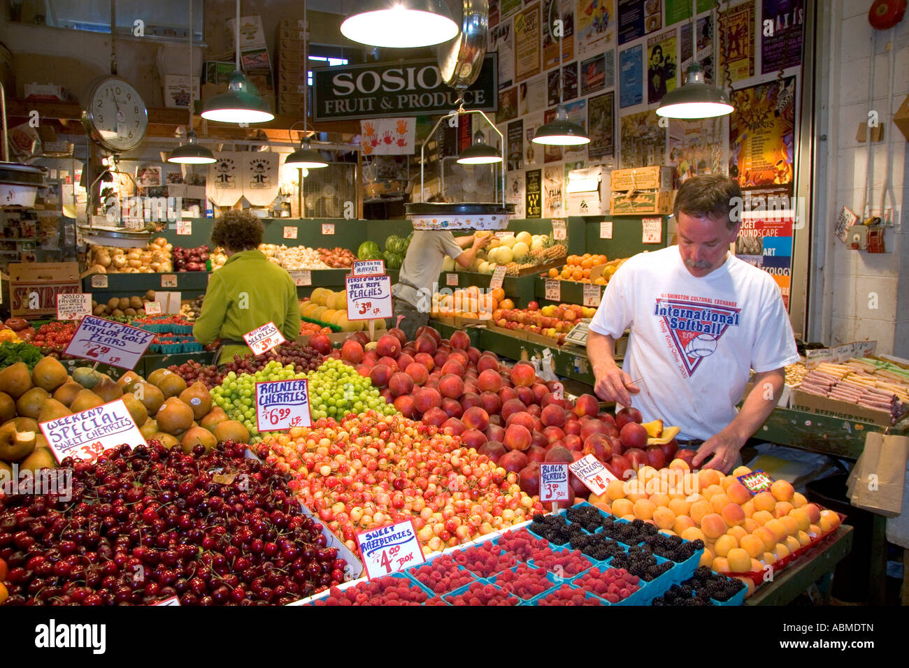A fruit and produce display at the Pike Place Market in Seattle