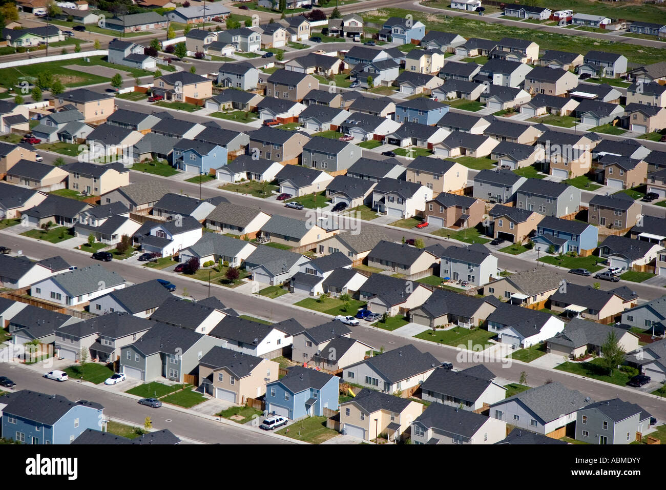 Aerial view of suburban housing development in Canyon County Idaho