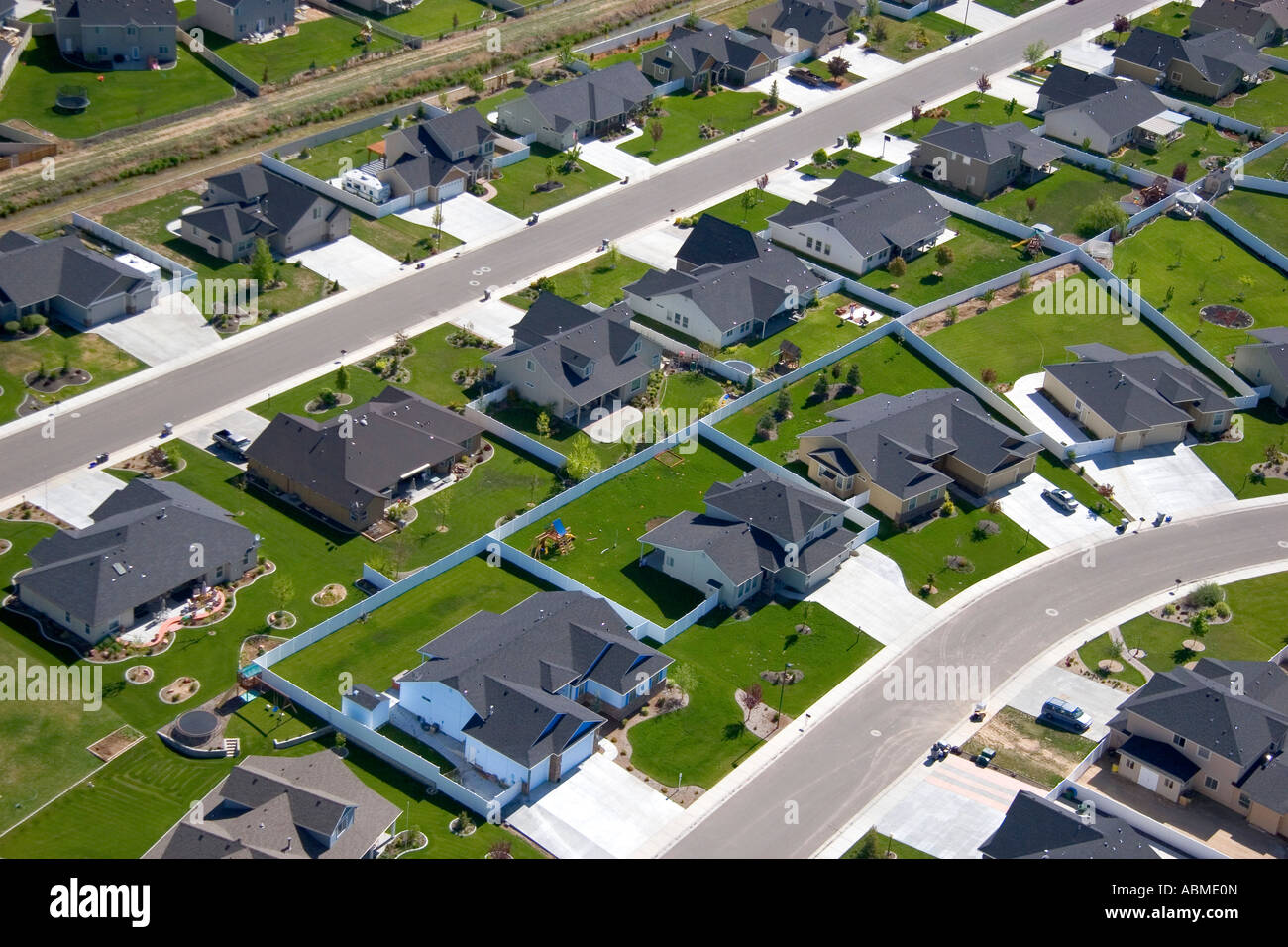 Aerial view of suburban housing development in Canyon County Idaho