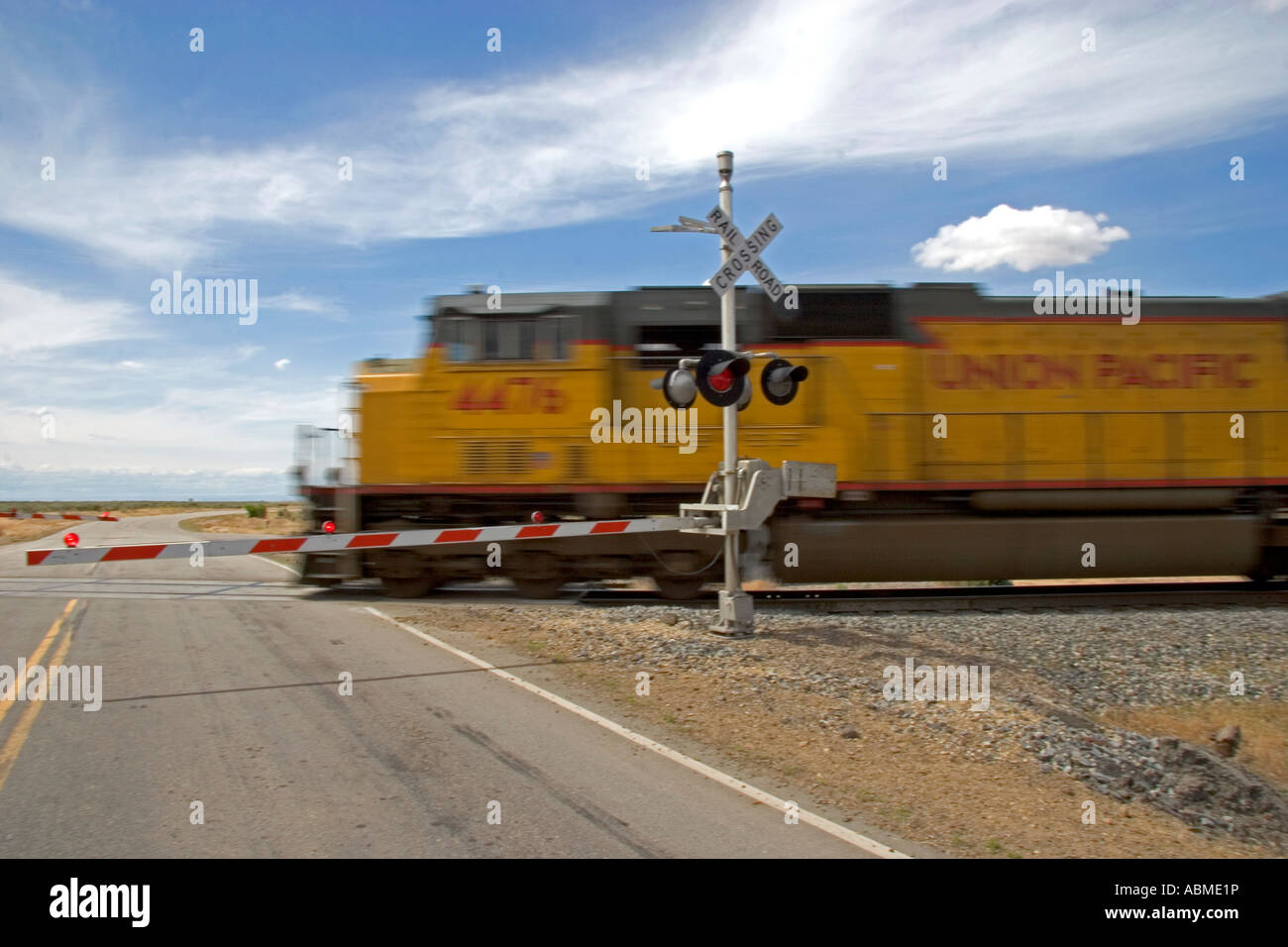 Union Pacific at a railroad crossing near Mountain Home