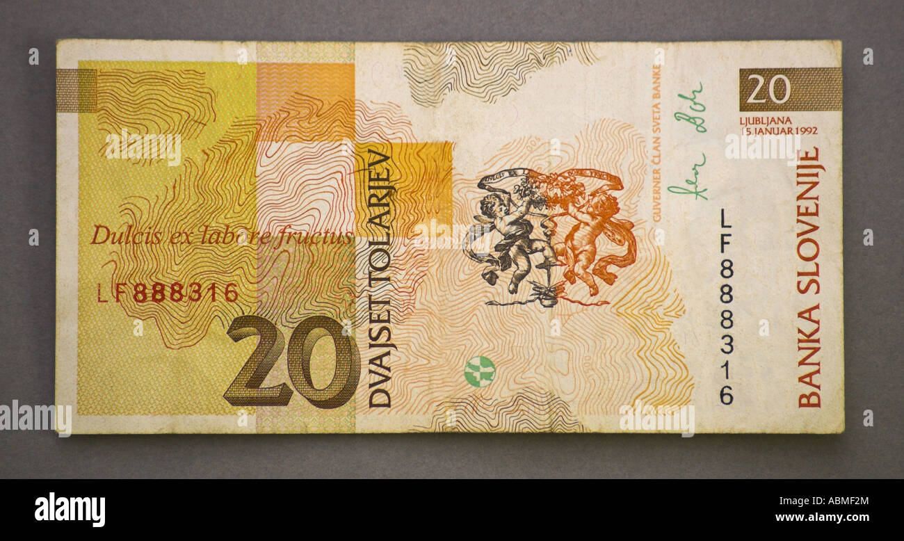 Tollar Slovenia 20 Tolar Note Stock Photo - Alamy