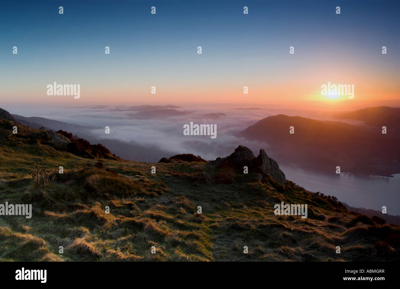 horizontal landscape photo of sunset over the english lake district ...